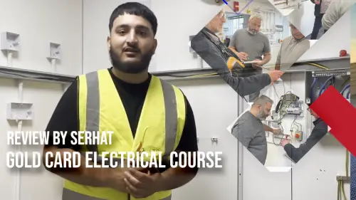 banner for the article Serhat's Experience with the Gold Card Electrical Package Course it showcases