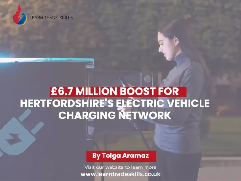 banner for article £6.7 Million Investment in Hertfordshire's EV Charging Network background lady charging her ev and details on front